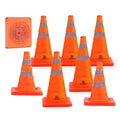 RoadHero 18 Inch 8 Pack Collapsible Traffic Cones, Multi Purpose Pop-up Orange Cones with Reflective Collar for Road Safety, Parking Cones for Sports, Driving Training