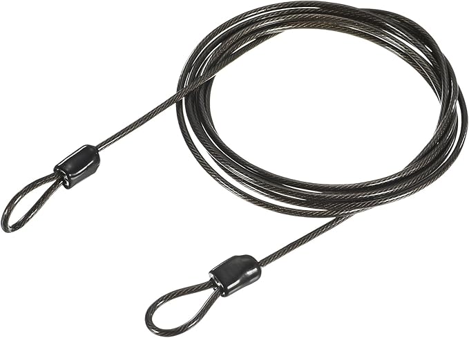MECCANIXITY Security Steel Cable Lock, Safety Cable Flexible Wire Rope Luggage Lock 6.5feet 2.5mm Vinyl Coated Braided Steel with Double Loop for Bike Bicycle U-Lock Padlock Grey