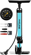 Hycline Bike Floor Pump with Gauge: 160 PSI High Pressure Bicycle Pumps - Durable Air Pump Fits Presta & Schrader Valve - Inflator for Road MTB Tire, Ball, Balloon, Inflatables