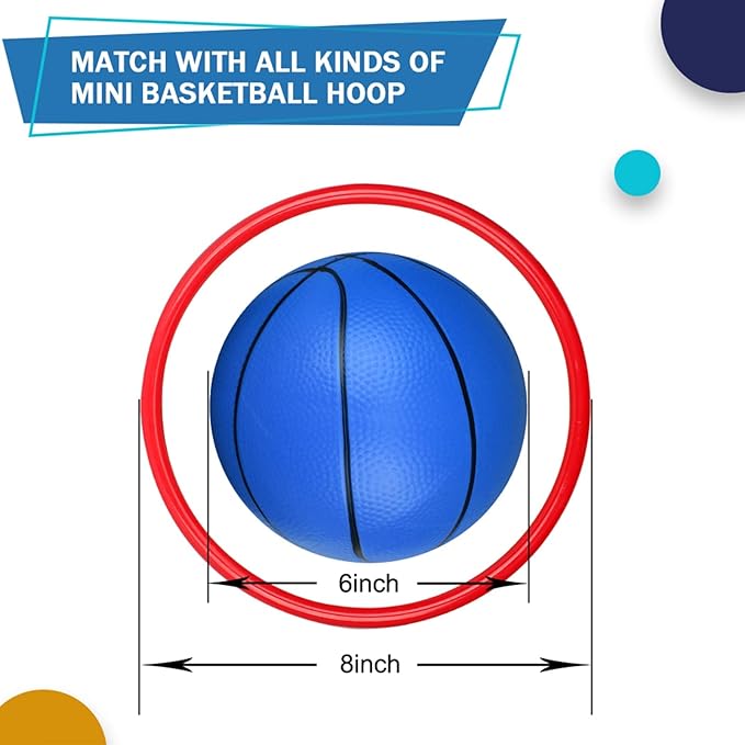 6" Mini Basketball for Kids & Adults, Indoor Basketball for Over-Door Hoop, Toddler Balls Arcade Game 5 Pack