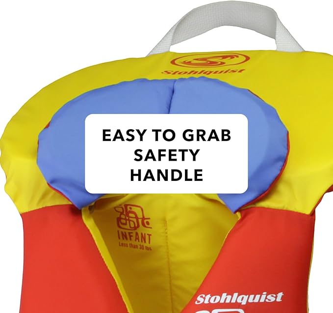 Stohlquist Infant Life Jacket, US Coast Guard Approved, Type II Life Vest (20-30 lbs) for Babies and Toddlers, Support Collar with Grab Handle, PFD for Pools, Lakes and Boating