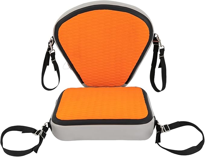 Inflatable Kayak Seat with Back Support, Portable Thicken Cushion, Padded Kayak Seats, Adjustable Strap, Paddle Board Seat Replacement for Kayaking Canoeing Drifting Rafting Fishing