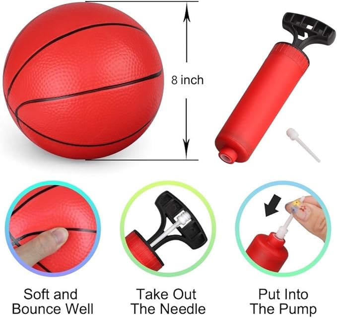 Dilabnba 8" Mini Rubber Replacement Basketballs for Basketball Hoop/Pool, Toddler Soft Beach Bouncy Ball Sports Party Game for Kids Adults, Junior Balls Indoor & Outdoor Arcades & Games (4PCS)