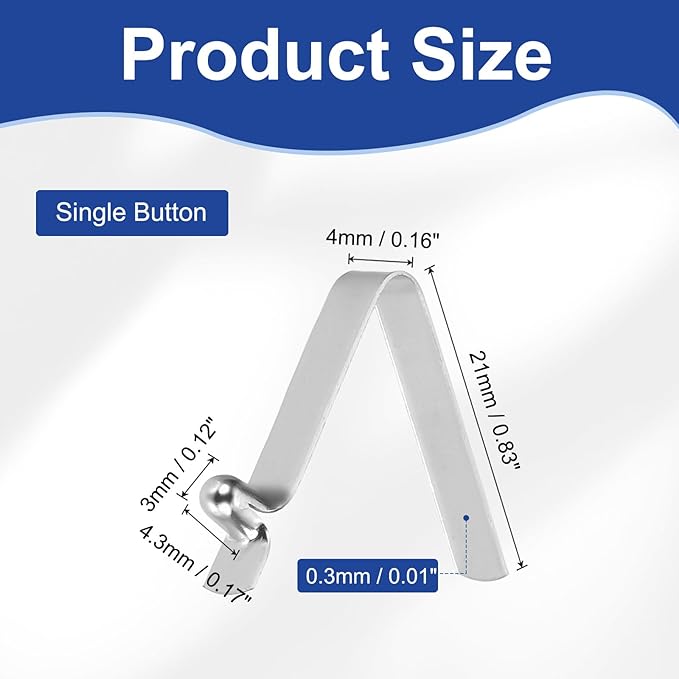 HARFINGTON Single Button Kayak Paddle Snap Spring Clip Spring Steel V-Shaped Hollow Lift Telescopic Locking Tube Pole Clips for Tent Camping