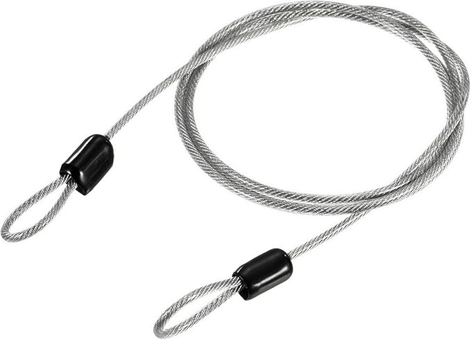 MECCANIXITY Security Steel Cable Lock, Safety Cable Flexible Wire Rope Luggage Lock 3.3feet 2.5mm Vinyl Coated Braided Steel with Double Loop for Bike Bicycle U-Lock Padlock Transparent