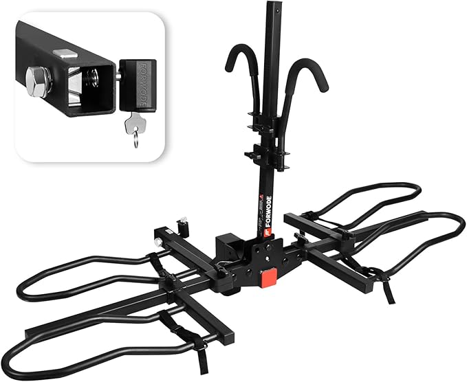 FORWODE Bike Rack Hitch Mount Platform Bike Rack, 2-Bike 200 lbs Capacity, Wobble-Free, Fits Up to 5" Fat Tires, 2" Receiver, E-Bikes & MTB (HBS22G)