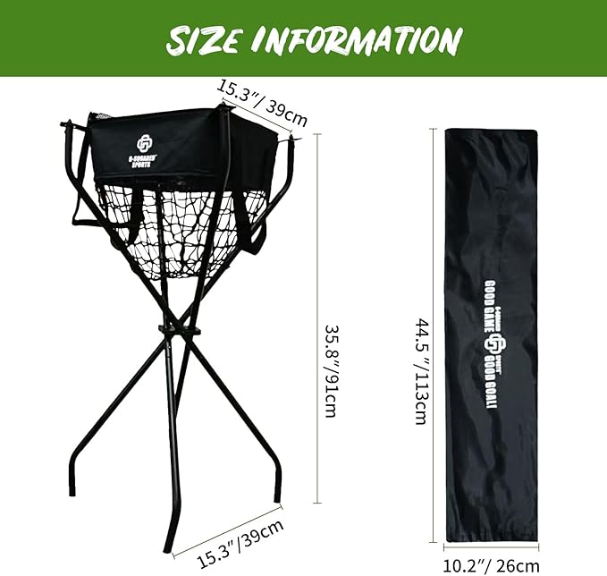 G-Squared BCDY1 Heavy Duty Ball Caddy,Holds 100+ baseball/50+ softball/100+ Pickleball Balls, Tool Free Assembly and Large Capacity Detachable Bag, Ideal for Solo/Pro Training