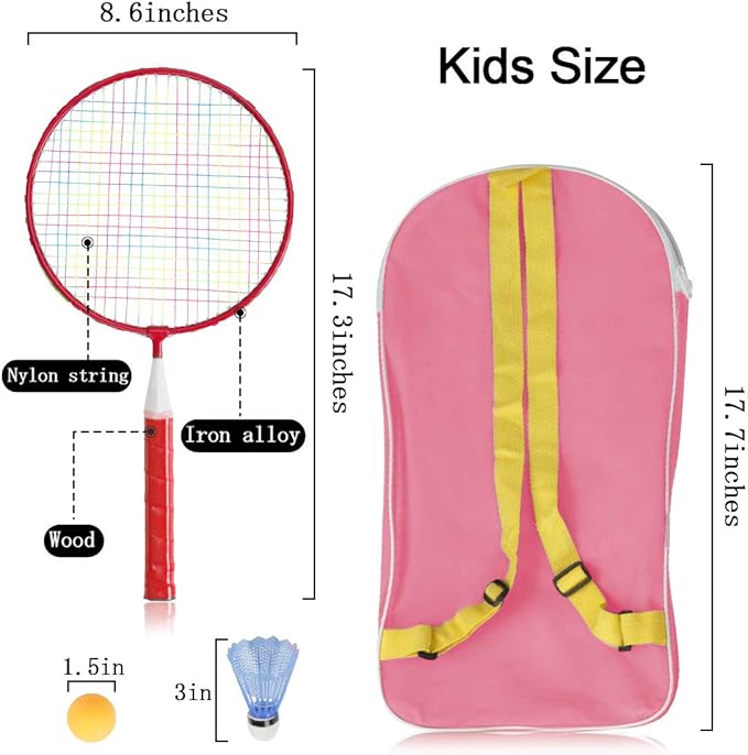 Badminton Rackets for Children,12 in 1 Shuttlecocks Racquet Sports Set w/Lightweight Carrying Bag for Kids Professionals Beginner Players Indoor Outdoor Sport Game