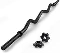 47" EZ Curl Bar Weight Lifting Bar, for Hip Thrusts/Squats/Lunges, 1" Weight Plates Curling Bar for Gym and Home, with Star Collars