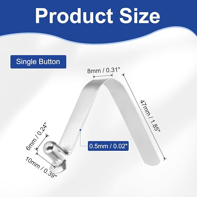 HARFINGTON Single Button Kayak Paddle Snap Spring Clip Spring Steel V-Shaped Hollow Lift Telescopic Locking Tube Pole Clips for Tent Umbrella Camping