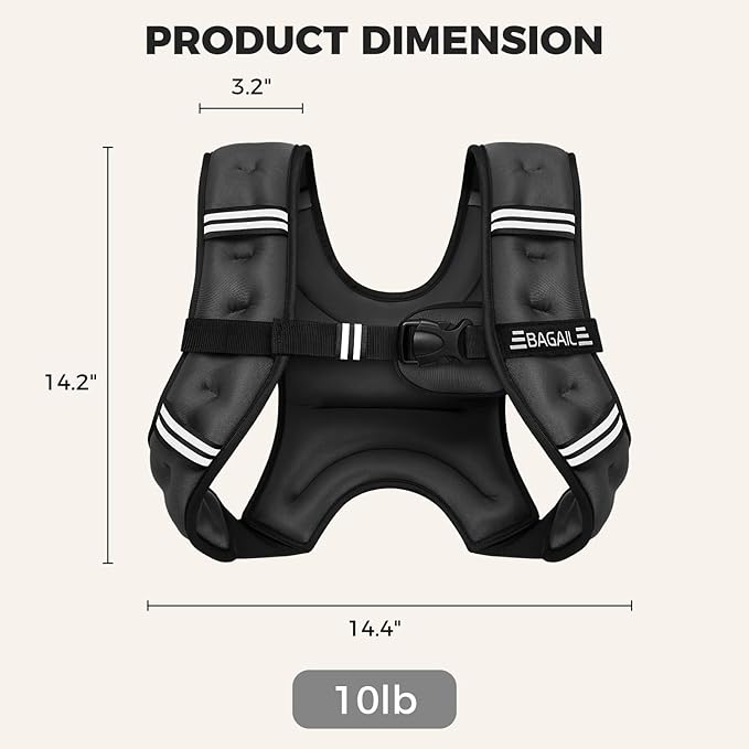 BAGAIL Weighted Vest, 5lbs/8lbs/10lbs/12lbs/15lbs/20lbs/25lbs/30lbs Weight Vest with Detachable Phone Pouch, Rucking Vest for Women, Men, Walking, Weight Loss, Training, Running