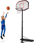 GYMAX Basketball Hoop, Outdoor 6.5FT-10FT Adjustable Basketball Goal with 43’’ Shatterproof Backboard & 18’’ Basket, All Weather Basketball Stand with Wheels, for Kids Youth Adult, Gym Driveway Court