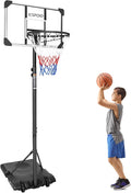 Icoud Height-Ajustable Basketball Hoop 8.5/9.2ft Portable Basketball Goals,32/36 inch Background with Wheels System