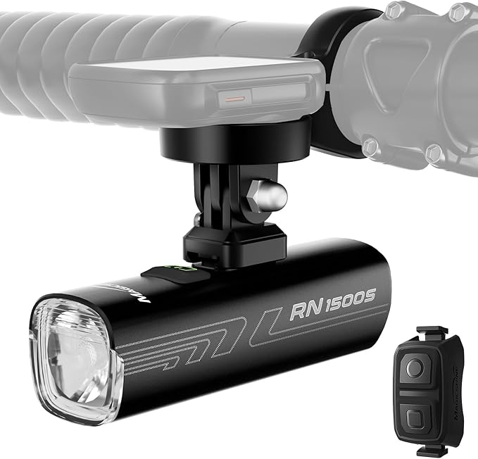 Magicshine Bike Light RN 1500S, Bicycle Lights for Night Riding with Underneath Mounted, FTR LightSync Control, USB Rechargeable, Bike Light Front and Back for Road Mountain Cycling