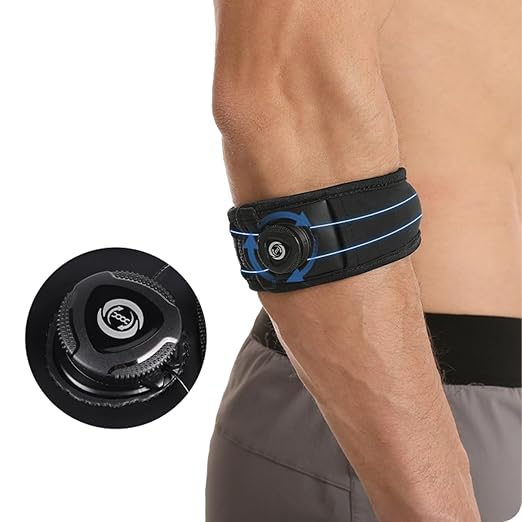 Tennis Elbow Brace for Men & Women, Elbow Support Strap for Golfers, Basketball, Baseball, Badminton, Weightlifting - Tendonitis, Arthritis, Pain Relief, with Knob style Automatic Buckle