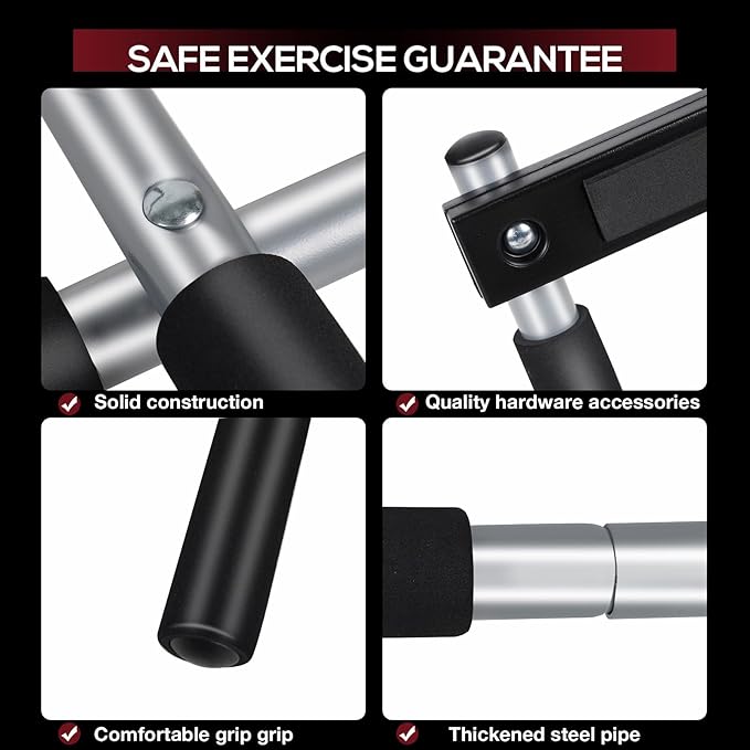 GYE Doorway Pull Up Bar for Home Gym, Adjustable Width, Heavy-Duty Steel，Max Limit 440 lbs Upper Body Fitness Workout Bar with Foam Grips，Indoor Portable Upper Body Workout Bar for Strength Training