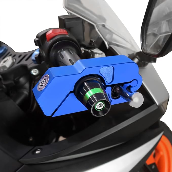 BAIONE Motorcycle Grip Lock Handlebar Throttle Security Lock Anti-Theft Scooters fit for ATV Motorcycles Dirt Street Bike (Blue)
