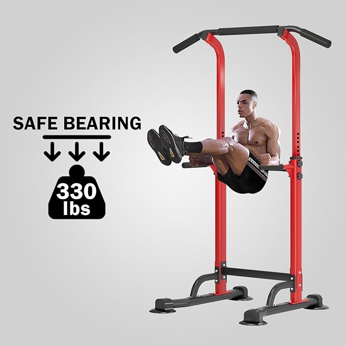 SogesPower Power Tower Dip Station Pull Up Bar for Home Gym Adjustable Height Strength Training Workout Equipment,Pull Up Bar Station