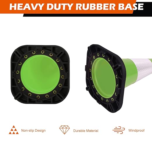4 Pack 12" Green Traffic Safety Cones – Stable PVC Road Cones with Weighted Black Base for Parking, Construction, and Public Safety Use(12 inch -4 Pack)