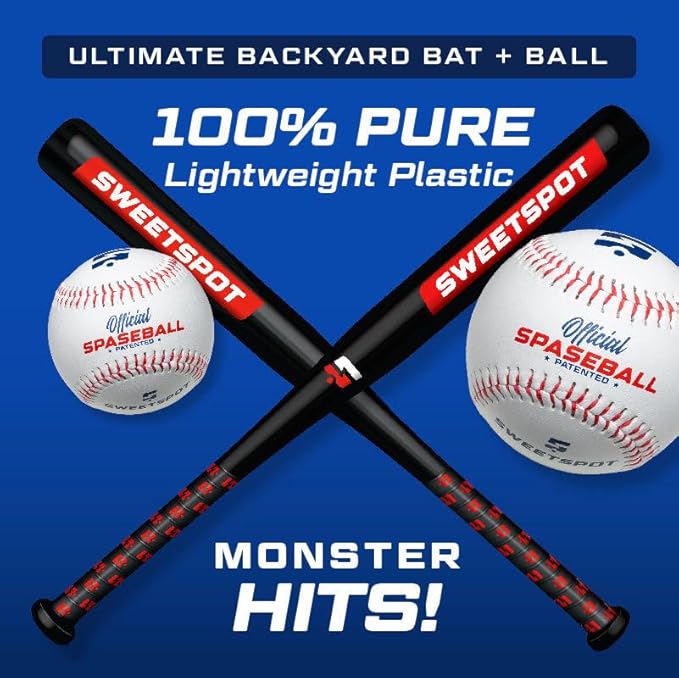 SweetSpot Backyard Homerun Kit | Complete Backyard Baseball Set | Includes Strikezone, Plastic Big Barrel Bat, Plastic Balls, and Field Markers