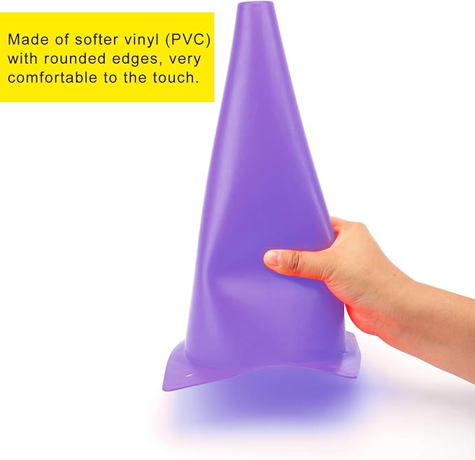 12 Inch Traffic Training Cones, Plastic Safety Parking Cones, Agility Field Marker Cones for Soccer Basketball Football Drills Training, Outdoor Sport Activity & Festive Events - 6 Colors