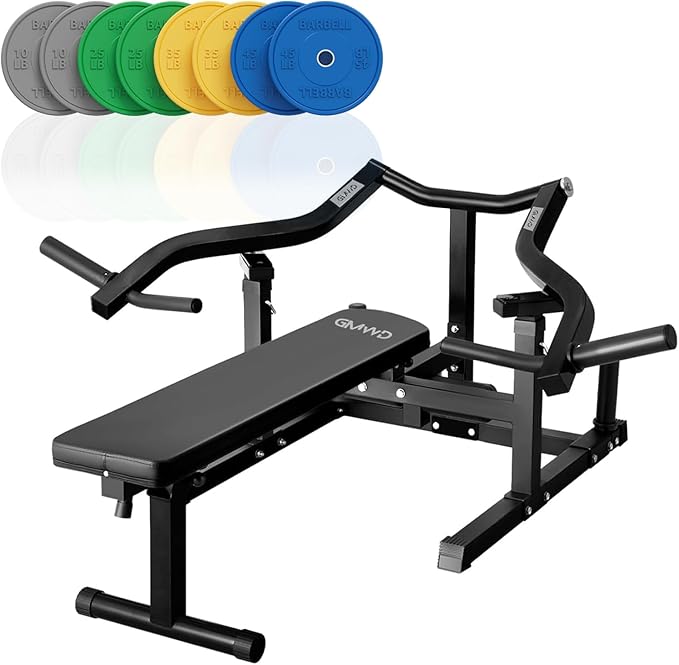 GMWD Chest Press Machine, 1050LBS Bench Press Machine with Independent Converging Arms, Adjustable Flat Incline Bench for Chest, AB Workouts, Shoulder Home Gym Equipment, V1