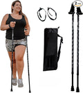 York Nordic Big and Tall Motivator Walking Poles for Balance and Rehab - 2 Pieces - Strong Push Button Locks, Detachable Rubber Feet, Travel Bag - for Heights 4' up to 7' feet and Weights up to 500lbs