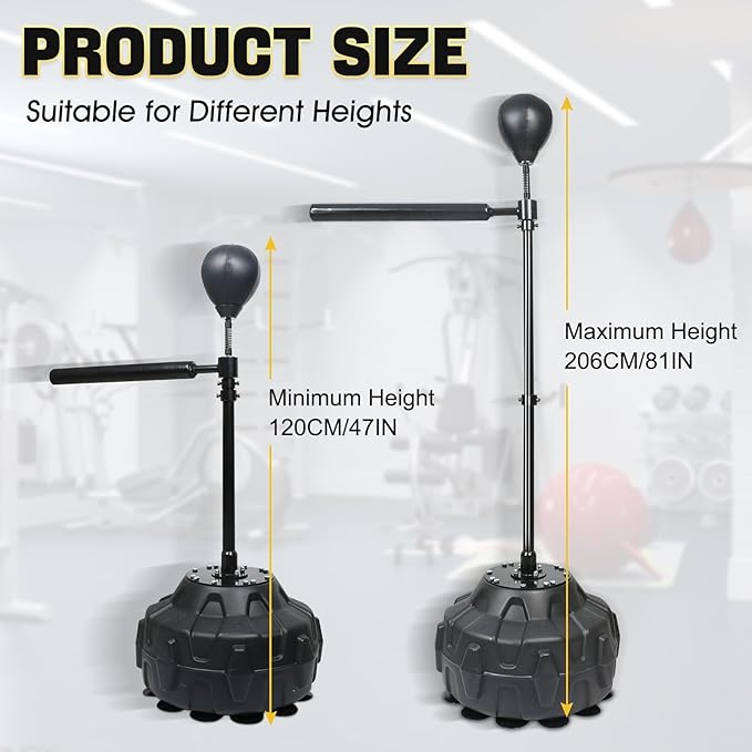 Punching Bag Boxing Speed Ball Trainer Spinning Bar Boxing Ball with Reflex Bar Free Standing 45-80in Adjustable Height for Adult Youth