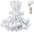 6 Inch Ball Bungee Cords, Heavy Duty UV Resistant Elastic Strap, Reusable Tie Down Cord with Balls, Indoor Outdoor Cords for Golf Net, Soccer Goals, Camping, Tent Poles, Hose (White, 50 Pack)