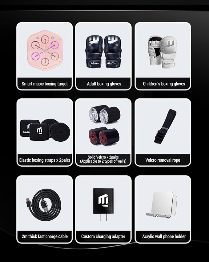 2025 Upgraded Smart Music Boxing Machine, Professional Online Boxing Lessons for Sculpting Fat Burning - 24H Standby, 160 Synced LED Lights, Wall-Mount Punching Bag for Home Gym