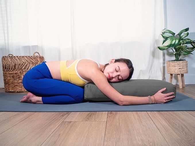Sol Living Yoga Bolster Pillow Rectangular Meditation Cushion Cotton Meditation Accessories for Restorative Yoga Meditation Pillow Yoga Pillow Firm Body Pillow Bolster Pillow for Legs Removable Cover
