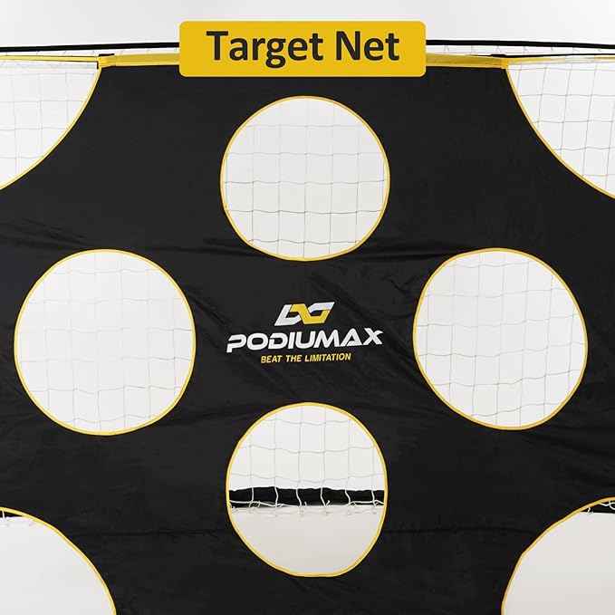 PodiuMax 12' x 6' Soccer Goal Target Nets with Highlighted Scoring Zones, Portable Shooting Practice Equipment