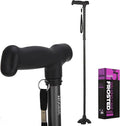 Walking Cane for Men and Women, Extended Handle; Solid Base; Foldable; Adjustable Heights; Lightweight; Heavy-Duty Canes for Seniors (Black)