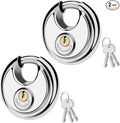 70MM Discus Padlock with Same 3 Brass Keys,304 Stainless Steel Disc Lock with Brass Gallows to Prevent Rusting,Thick Sturdy Hook to Prevent Picking.2 Pack-XZJYYF