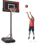 Goplus Portable Basketball Hoop Outdoor, 7.5-10 FT Height Adjustable Basketball Goal System with 44” Shatterproof Backboard, Wheels, Fillable Base for Adults Yard, Driveway