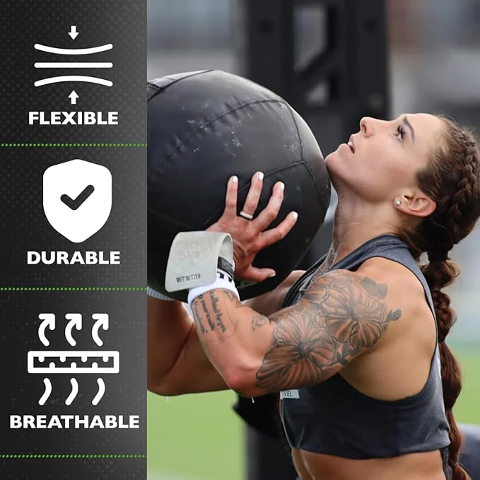Bear KompleX No Hole Pinnacle Hand Grips for Workouts, Pull-ups, Weightlifting, WOD Gymnastics, Crosstraining Palm Grips with Wrist Wraps, Hand Protection from Rips and Blisters, 1 Pair