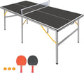 Ping Pong Table Foldable & Portable Table Tennis Table Set for Indoor & Outdoor Games with Net, 2 Paddles and 3 Balls