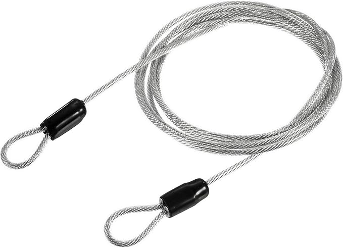 MECCANIXITY Security Steel Cable Lock, Safety Cable Flexible Wire Rope Luggage Lock 5feet 2.5mm Vinyl Coated Braided Steel with Double Loop for Bike Bicycle U-Lock Padlock Transparent