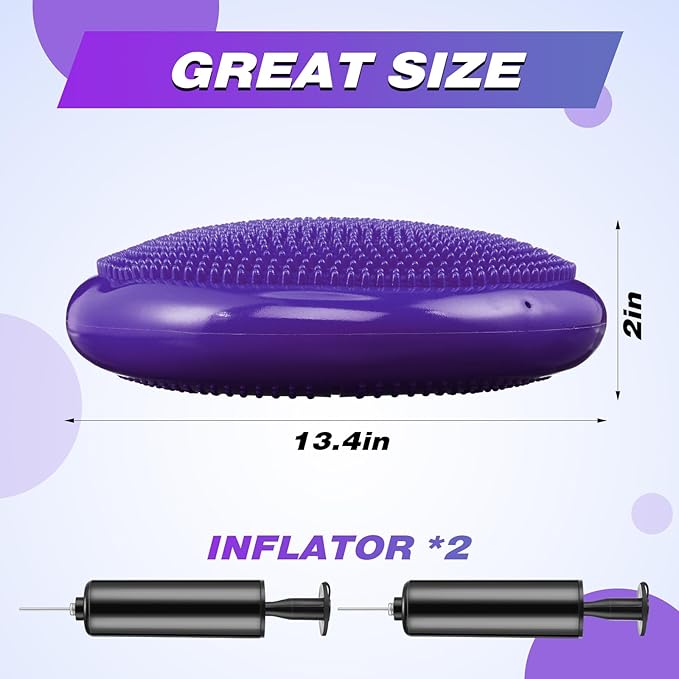 Leitee 10 Pcs Wobble Cushion Inflated Wiggle Seats 13.4'' Balance Disc with Air Pump Sensory Flexible Seat Balance Pad for Focus Sensory Training Core Stability Physical Exercise Home Office