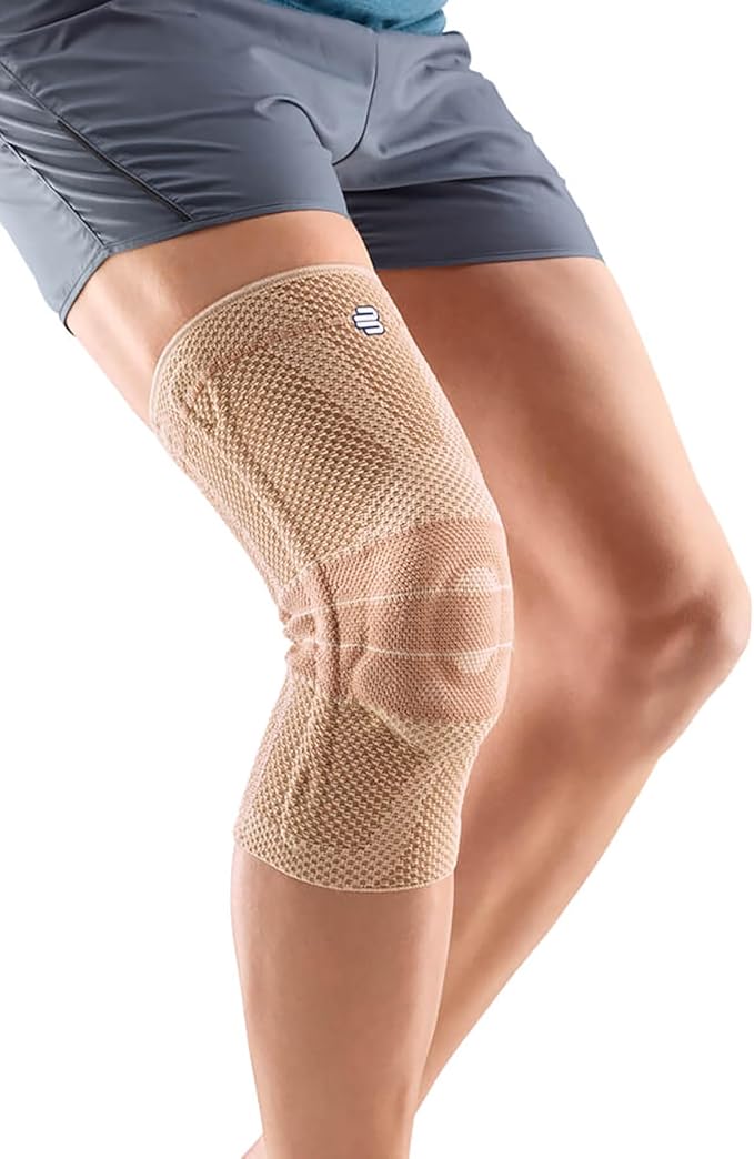 Bauerfeind GenuTrain Knee Support Brace (New Version) - Targeted Support for Pain Relief & Stabilization for Weak, Swollen & Injured Knees & Arthritis - Size 5C, Comfort - Color Nature