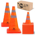 RoadHero 18 Inch 20 Pack Collapsible Traffic Safety Cones, Multi Purpose Pop-up Cones with Reflective Collar for Road Safety, Orange Cones for Driving Training, Parking Lots