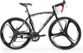 Road Bike 14-21Speed 700C Wheel with Light Aluminum Alloy Frame Commuter Bicycle with Dual Disc/V Brakes for Women and Men Black,White,Blue,Red