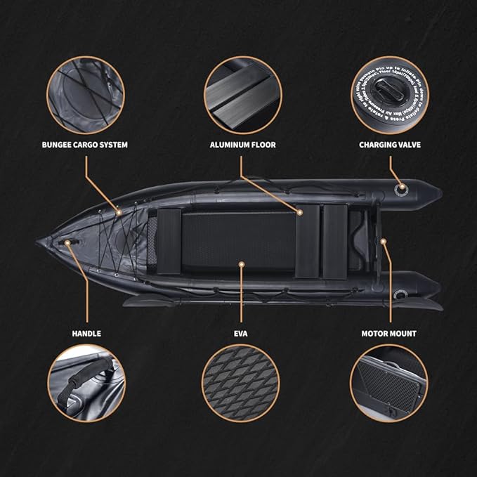 2 Person Inflatable Kayak Fishing PVC Kayak The Dimension 130'' *43'*11.8'' Inflatable Kayak Rescue Rubber Rowing Kayak with Pump Aluminum Alloy Seat Paddle Inflatable Mat, Repair Kit, Fin