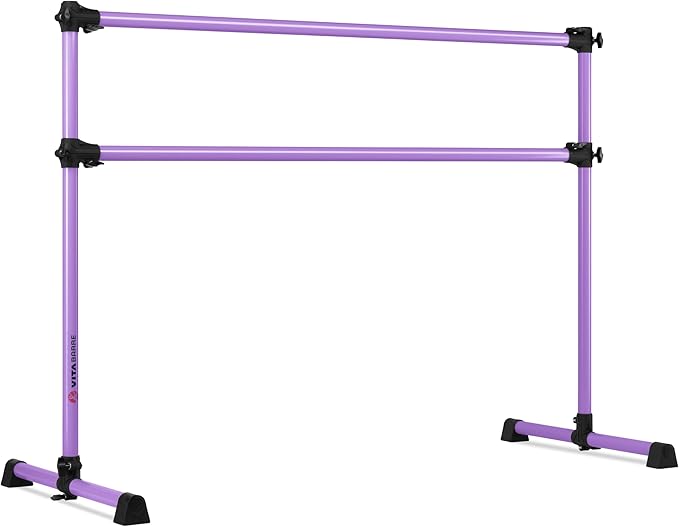 VITA Barre Portable Freestanding Double Ballet Barre, Prodigy, Aluminum | Adjustable Height, USA Made, Home or Gym Exercise Equipment for Kids & Adults | Dance, Fitness, Pilates