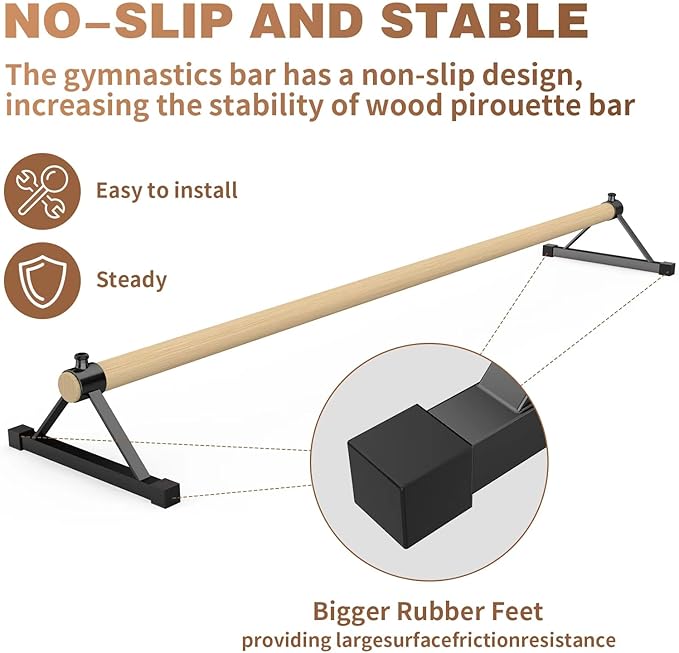 Tongmo Gymnastics Pirouette Bar for Handstands Training, Wood Pirouette Bar Handstand Floor Bars for Gymnast Training