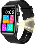 KPEP Health Fitness Watch with LED Flashlight, 24/7 Stress/Blood Pressure/SpO2/Heart Rate/Sleep Monitor, 100+ Sport Modes Calorie Counter Pedometer IP68 Waterproof Fitness Tracker for Men Women, Black
