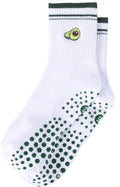 EUDOLAH Cute Yoga Socks for Women Pilates Barre Breathable Non-Slip Crew Grip Sock With Stripes Anti-friction Athletic Socks
