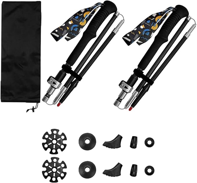 Carbon Fiber Hiking Poles 2pcs, Collapsible Nordic Trekking Poles,Cork Handle Ultralight Folding Walking Sticks, Hiking Sticks, Lightweight Foldable Trekking Walking Sticks for Seniors Women Men