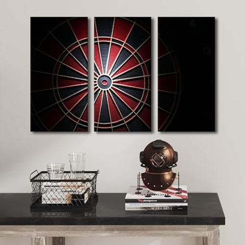 3 Piece Black and White Wall Art Dart Plate in the Dark Poster Artwork Canvas Wall Art Wall Decor Inspirational Wall Art for Bedroom Bar Club Sports Theme Wall Art Framed Ready to Hang(40"Wx60"H)