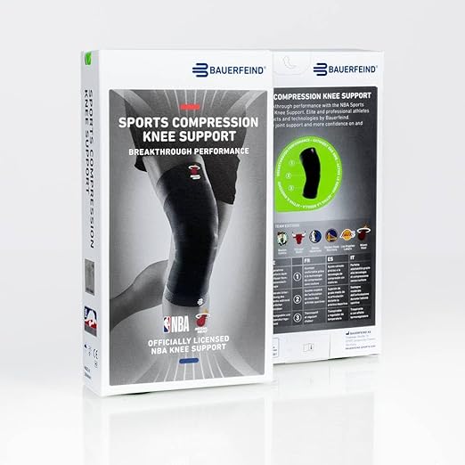 Bauerfeind Sports Compression Knee Support NBA Chicago Bulls - Lightweight Design with Gripping Zones for Basketball Knee Pain Relief & Performance (Bulls, S)